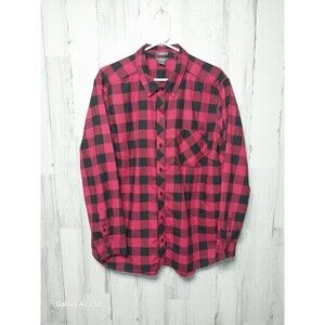 Eddie Bauer Women’s Red Black Buffalo Check Button Up Shirt Size 2XL